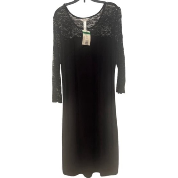 Three Seasons Maternity Dresses & Skirts - Three Seasons Maternity Black Lace Long Sleeve Dress 3/4 Sleeve